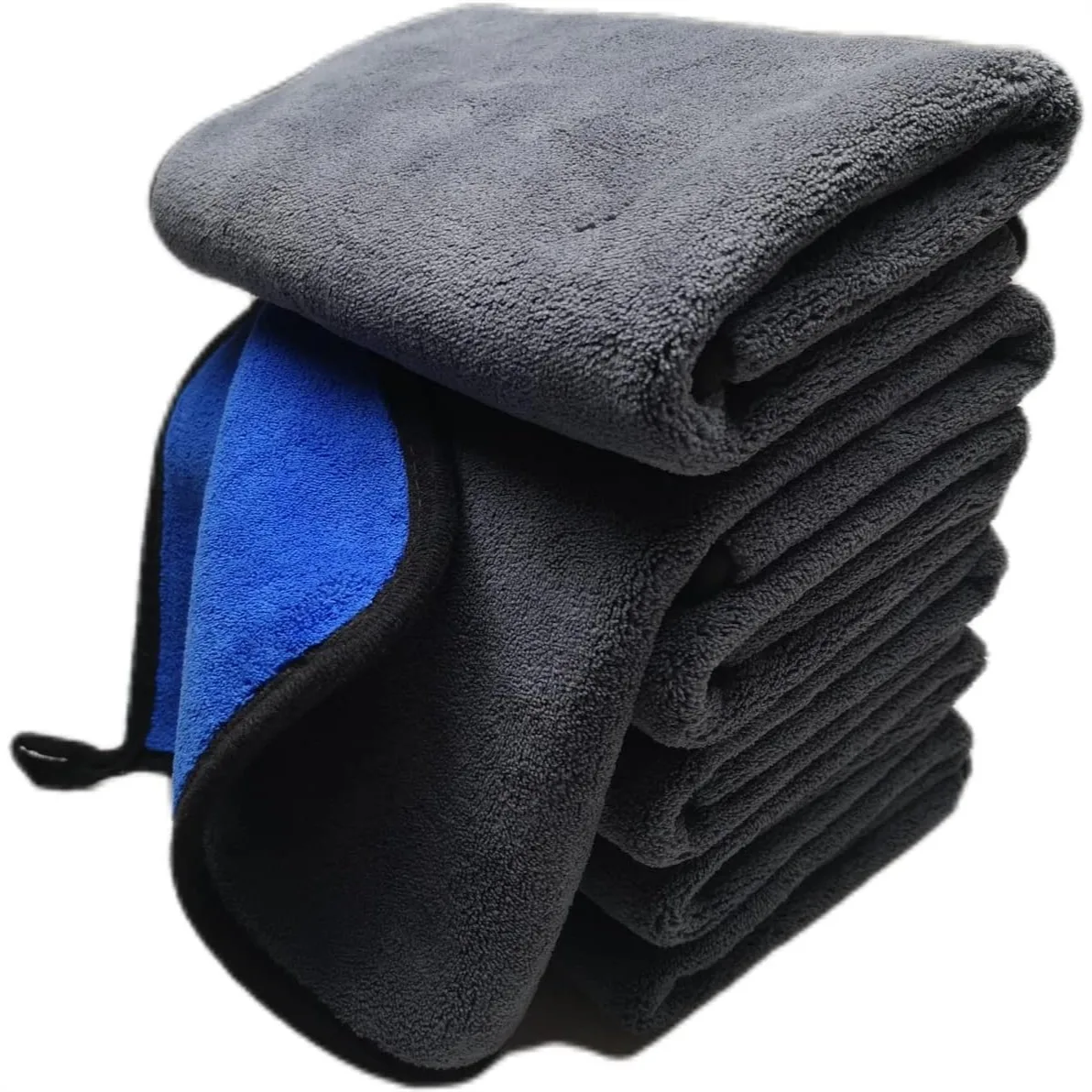 

800GSM Microfiber Car Cleaning Towel for Quick Drying, Polishing and Waxing, 6 Pack 16x16 Inches