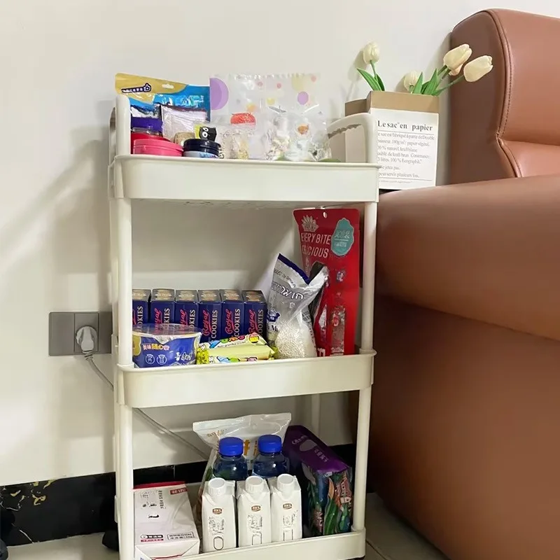 

Snack rack Large capacity dormitory storage Household floor removable bedside cream wind multi-layer trolley