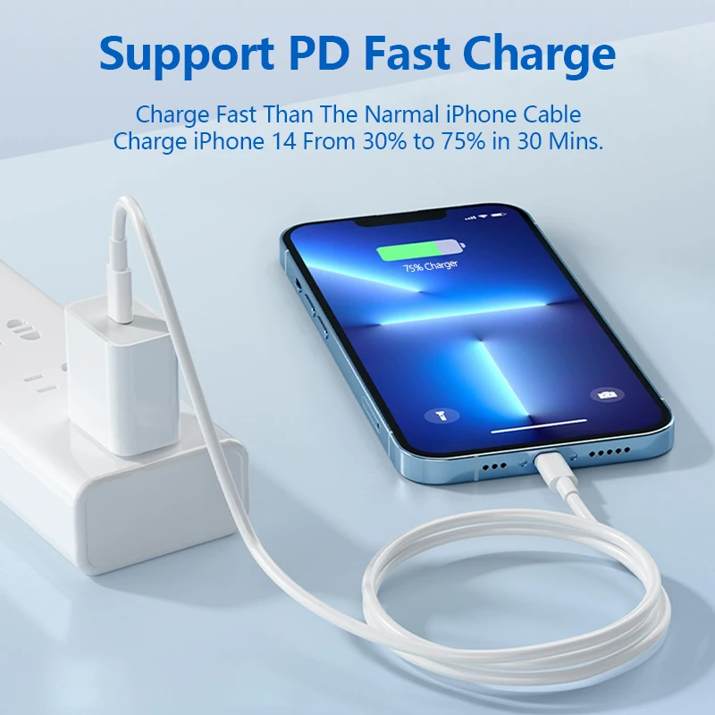 كابل لايتنينج كابل شحن سريع لهاتف آيفون 14 13 12 11 Pro Max XS Max 7 8 Plus SE والمزيد سلك شاحن معتمد من MFI