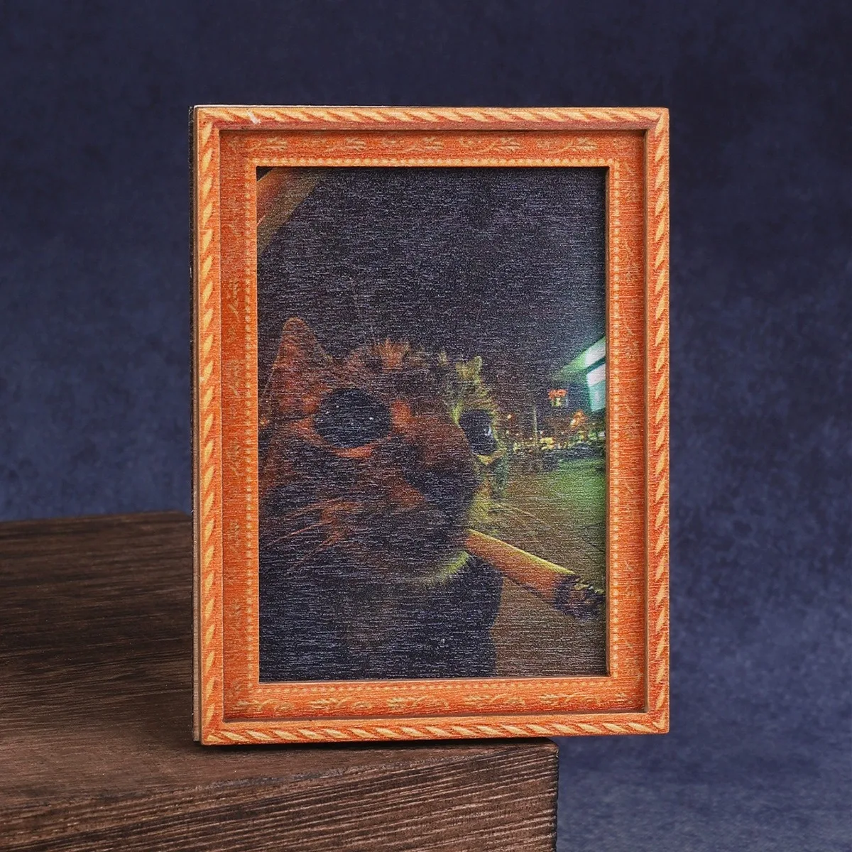 Quirky Smoking Cat Wooden Frame Magnet, 3D Soft Fridge Magnetic Sticker, Interesting Wall Kitchen Home Party Decorative Ornament