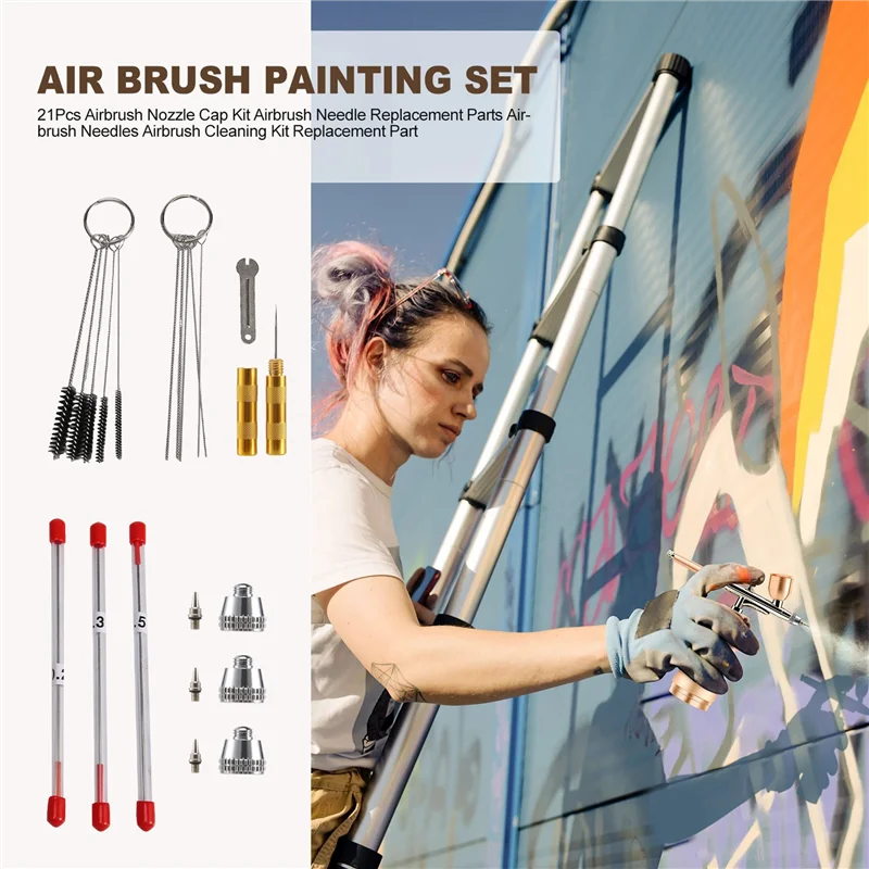 

42Pcs Airbrush Nozzle Cap Kit Airbrush Needle Replacement Parts Airbrush Needles Airbrush Cleaning Kit Replacement Part