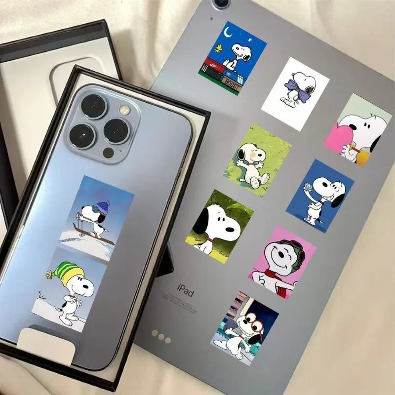 63 Uds. Snoopy dibujos animados lindo pegatina impermeable ordenador funda para teléfono móvil taza portátil maleta decoración regalo para niño y niña.