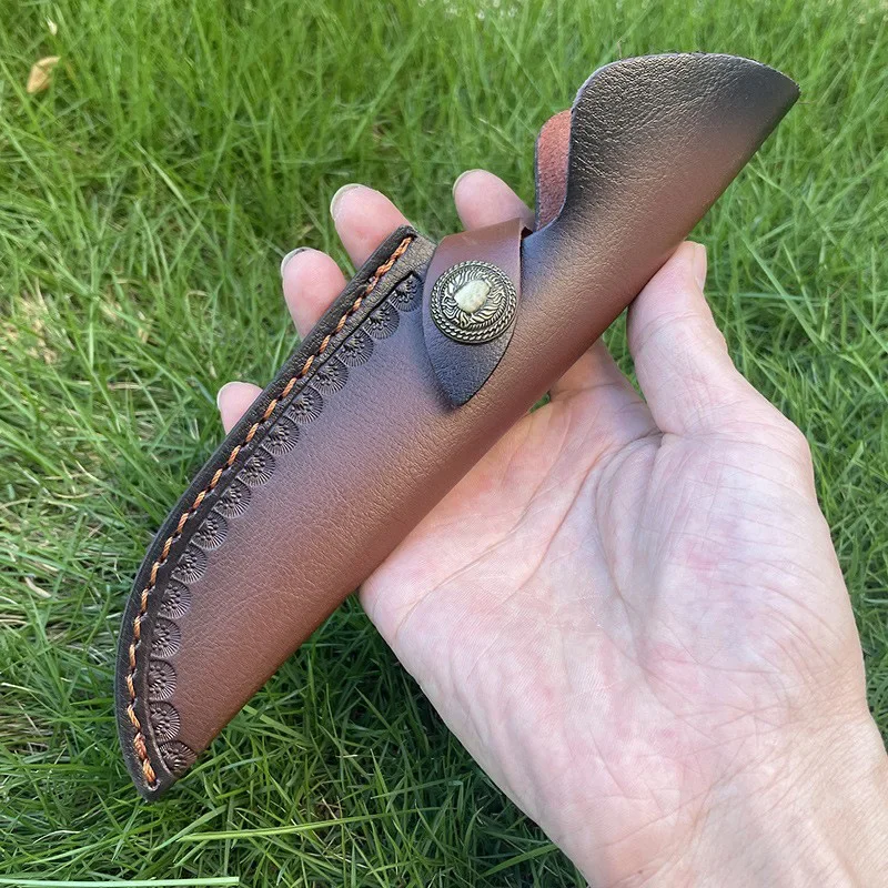 Fodero per coltello in pelle di vacchetta universale a 2 strati da 22,5 cm Porta lama fissa Custodia per coltello in pelle artigianale con fibbia per coltello da caccia