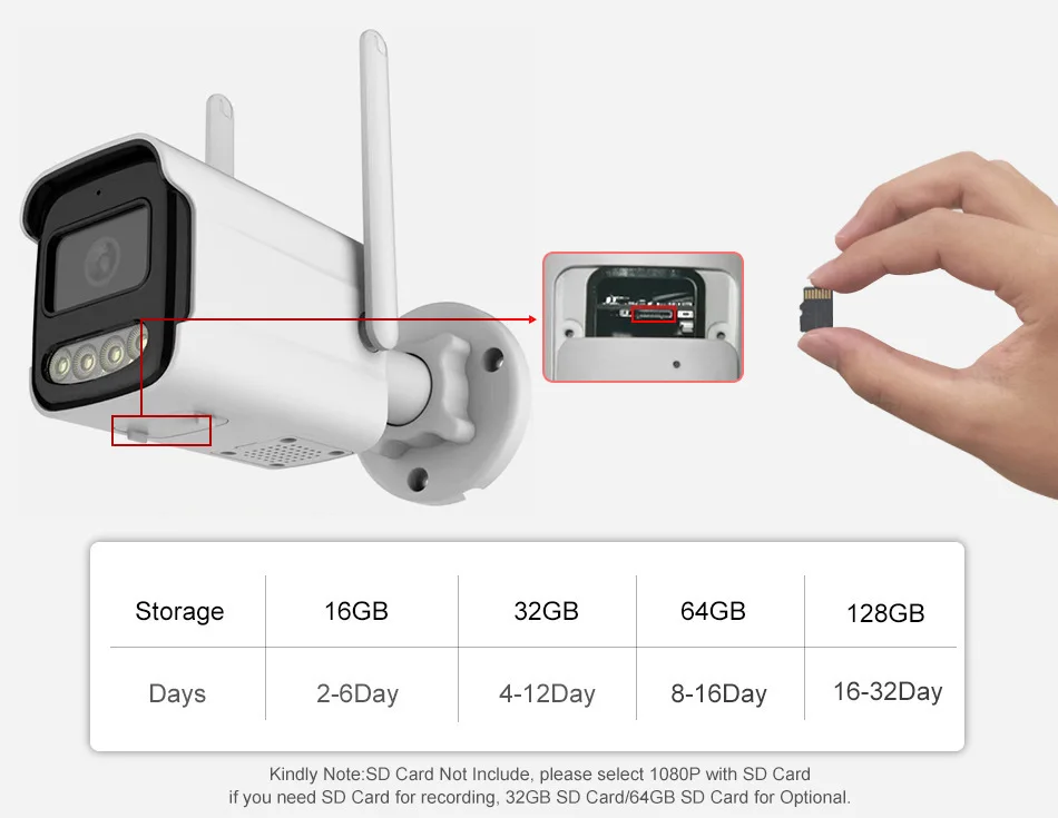 2MP 1080P V380Pro Outdoor Water-proof IP Bullet Camera IR Night Vision Motion Detection Home Security Alarm Baby Monitor