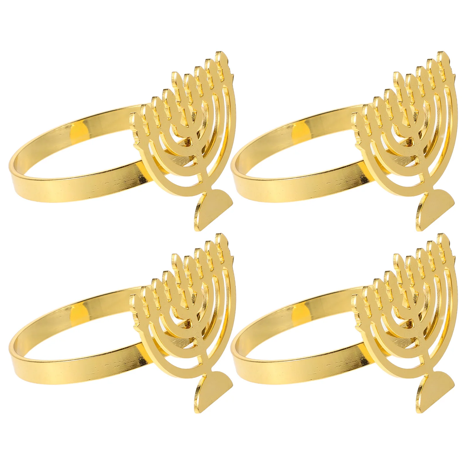 

4Pcs Hanukkah Menorah Napkin Holders Elegant Paper Rings Holiday Dinner Party Table Decor Serviette Buckle Hanukkah Napkin Rings