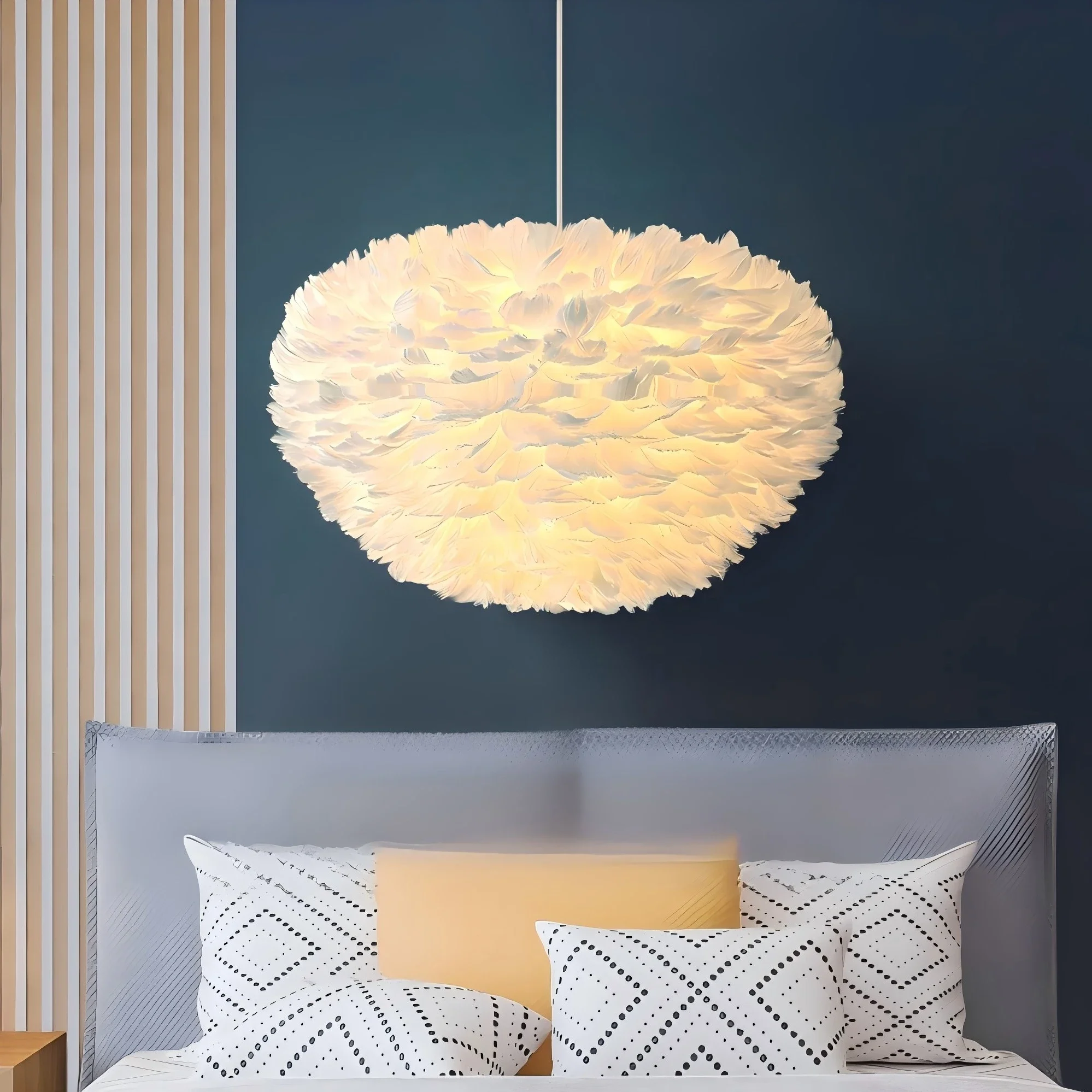 Nordic feather pendant lamp modern living room ceiling pendant lamp suitable for atmosphere decoration in restaurants and cafes view 5