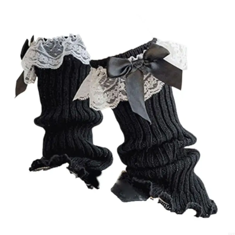 

Lace Bowknot Leg Warmers Little Girls Japanese JK Socks Sweet Slouchy Leggings