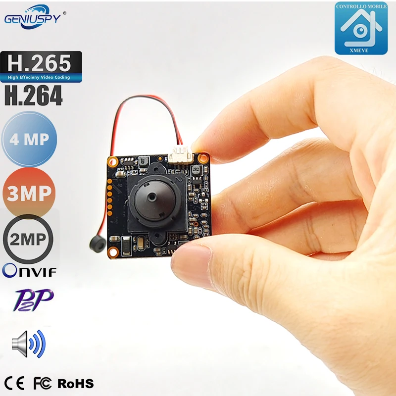 32x32mm RTSP Mini IP Camera Module 4MP 2560*1440 Lage verlichting ONVIFP2P Gezichtsdetectie Radiator