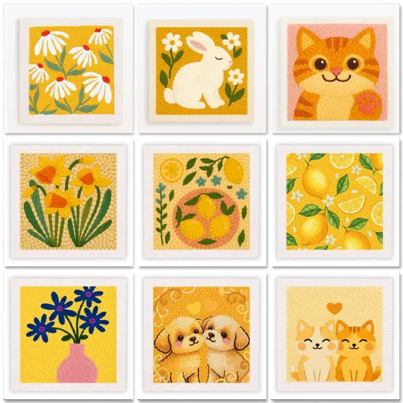 

GATYZTORY 25x25cm Punch Needle Embroidery Kits Wall Art Artwork Animals Punch Needle Kit Wall Art Handicraft Art Fun Crafts