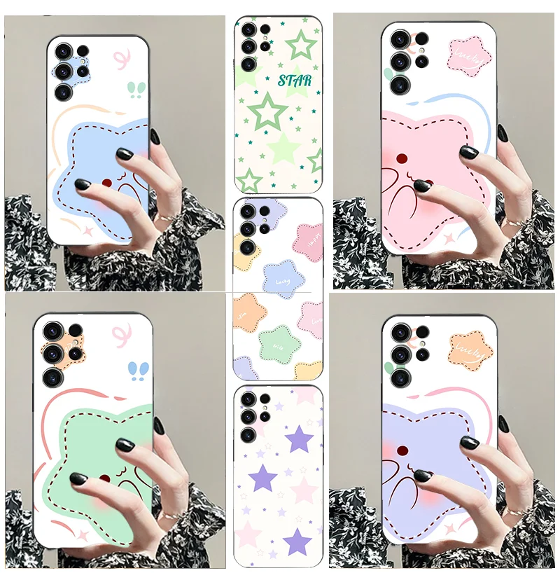 For Samsung S 11 Ultra plus 24 fe 10 e 4 g 5 20  22 21 23 lite TPU black soft phone case cute cartoon picture star series