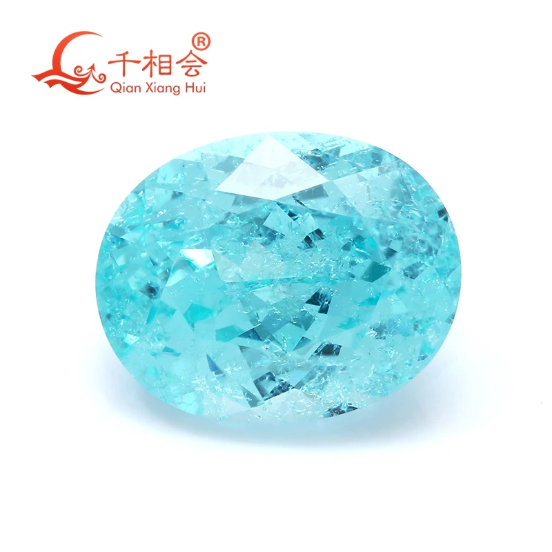 

Lab Grown Oval Shape Paraiba Neon Glow Yttrium Aluminum Garnet Blue Gemstone Jewelry with Inclusions Neon-like Stone YAG