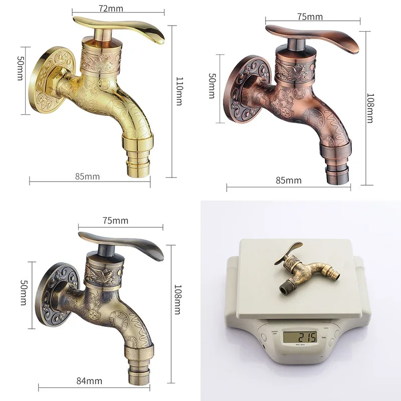 Outdoor Faucet Carving Wall Mounted Zinc Alloy Antique Faucet Garden Washbasin Faucet Decorative Garden Mop Faucet Outdoor Sink