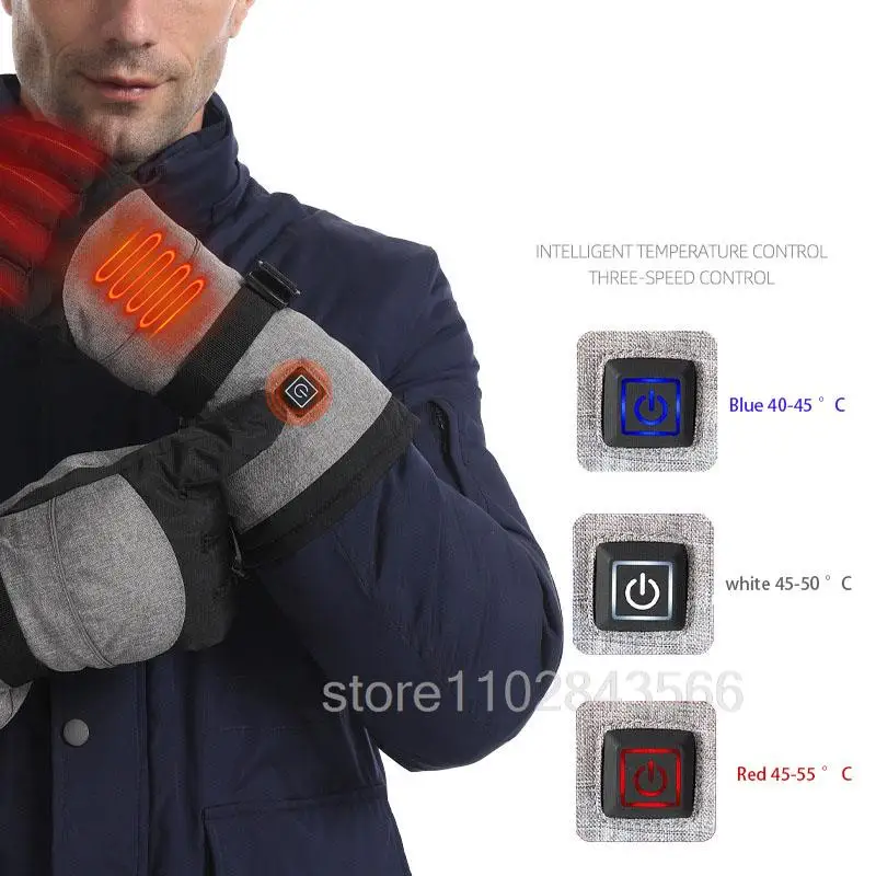 Heated Gloves With Battery Case Powered Electric Heating Hand Warmer Skiing Glove For Fishing Skiing Cycling Winter Gloves