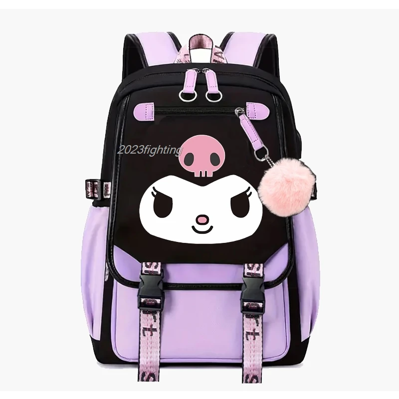 Lovely Kuromi Backpack for Girl Anime School Bag for Teenager Canvas Laptop Back Pack Women Rucksack Cartoon Anime Backpacks