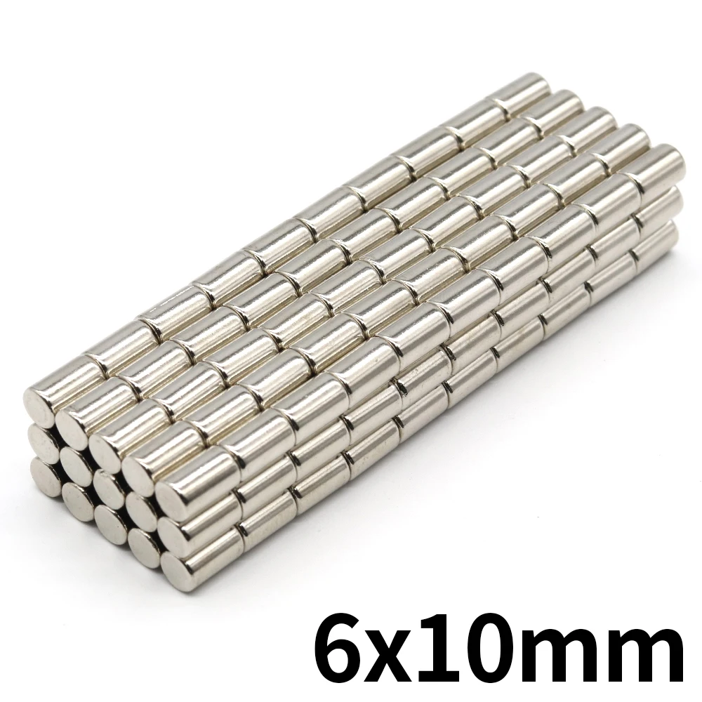 

2/5/10/20/50/100Pcs Small Round Magnet 6x10 Neodymium Magnet N35 6mm x 10mm Permanent NdFeB Super Strong Powerful Magnets imans