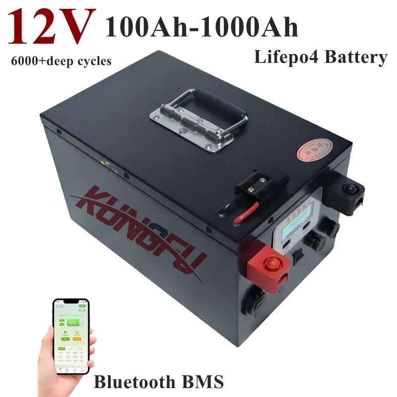 Batterie 12V Lithium Rechargeable 100Ah 200Ah 300Ah 400Ah 500Ah 600Ah 800Ah 1000Ah Lifepo4 for Off-Grid UPS RV Boat Outdoor