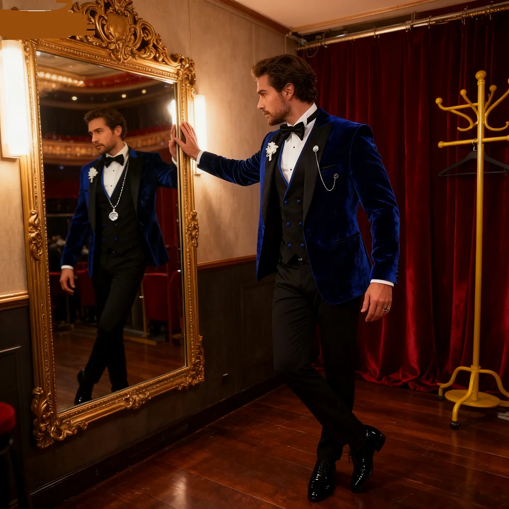 

3 Piece Wedding Suits for Men Peak Lapel Double Breasted Tuxedo Jacket Vest Pants Groom Business Fashion Party Set