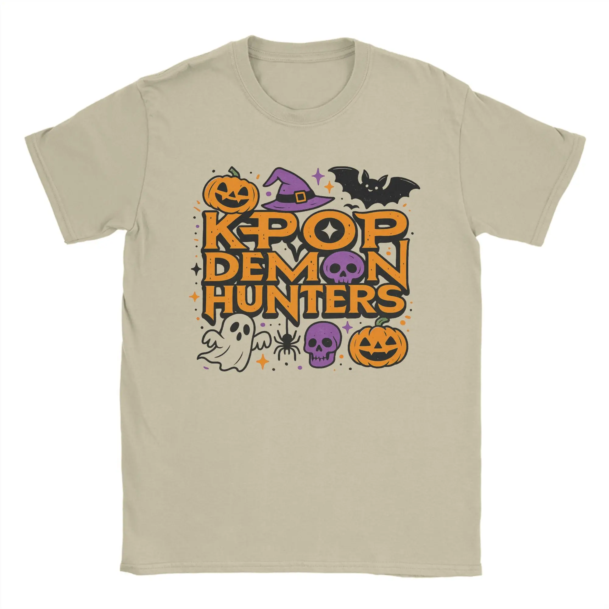 

Vintage KPop Demon Hunters Halloween T-Shirts for Men Crew Neck 100% Cotton T Shirts Short Sleeve Tees Plus Size Tops