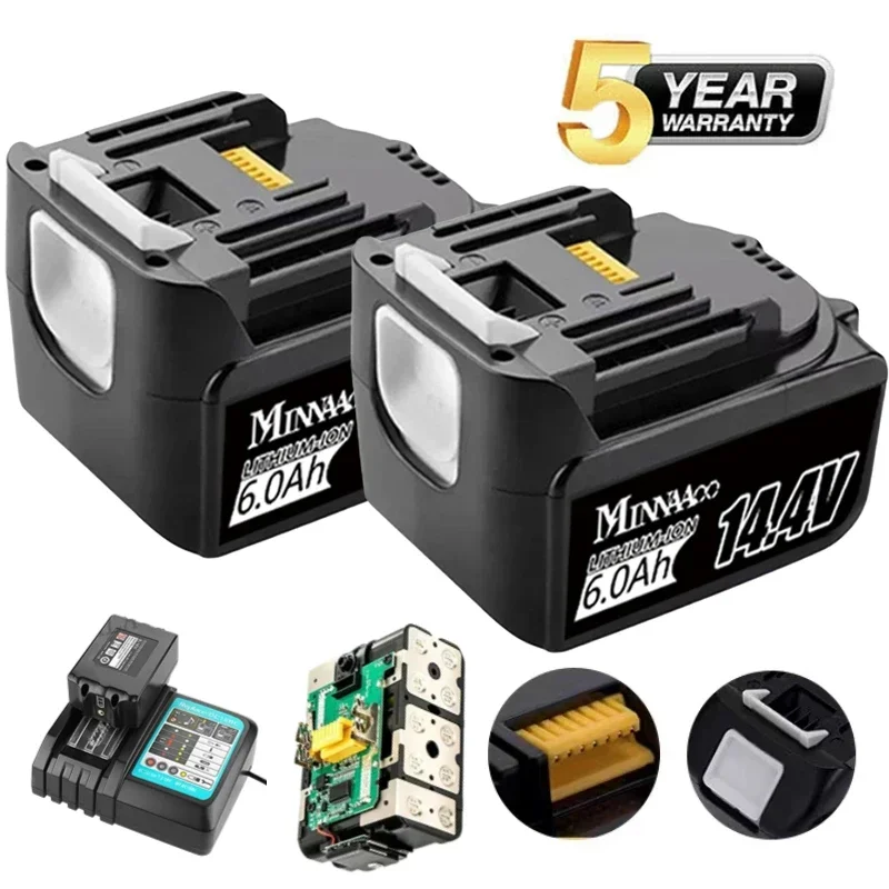 

2024 Upgrade 14.4V Replacement Li-ion Battery for Makita BL1415 194066-1 194065-3 194559-8 MAK1430Li MET1821