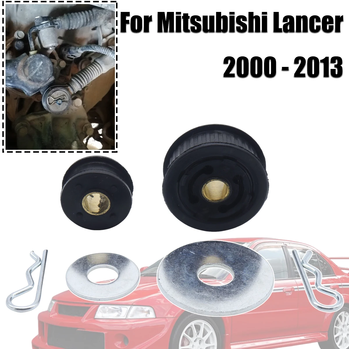 

6pc For Mitsubishi Lancer 2000 - 2013 Shifter Cable Bushing Kit Washer Cotter Pin/Clip Manual Trans Linkage Upgrade Connect Rod