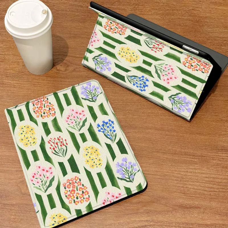 

Чехол для планшета Samsung Galaxy Tab S6 S7 S8 S9 S10 S11 FE Plus Lite с мультяшным цветочным узором в виде сетки