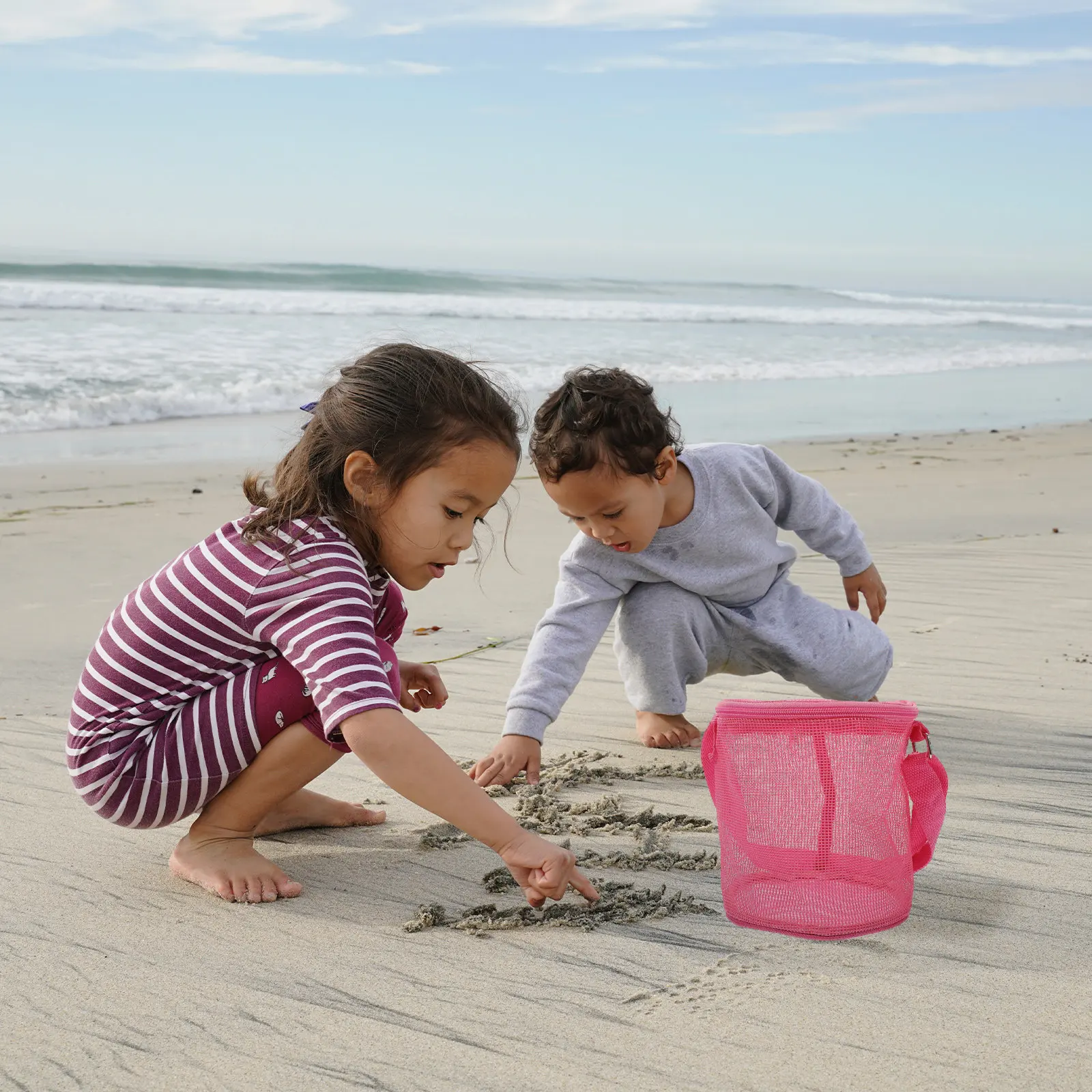 

Portable Kids Mesh Beach Shell Storage Bag Large Capacity Foldable Lightweight Quick Sand Water Removal Storage Pouch