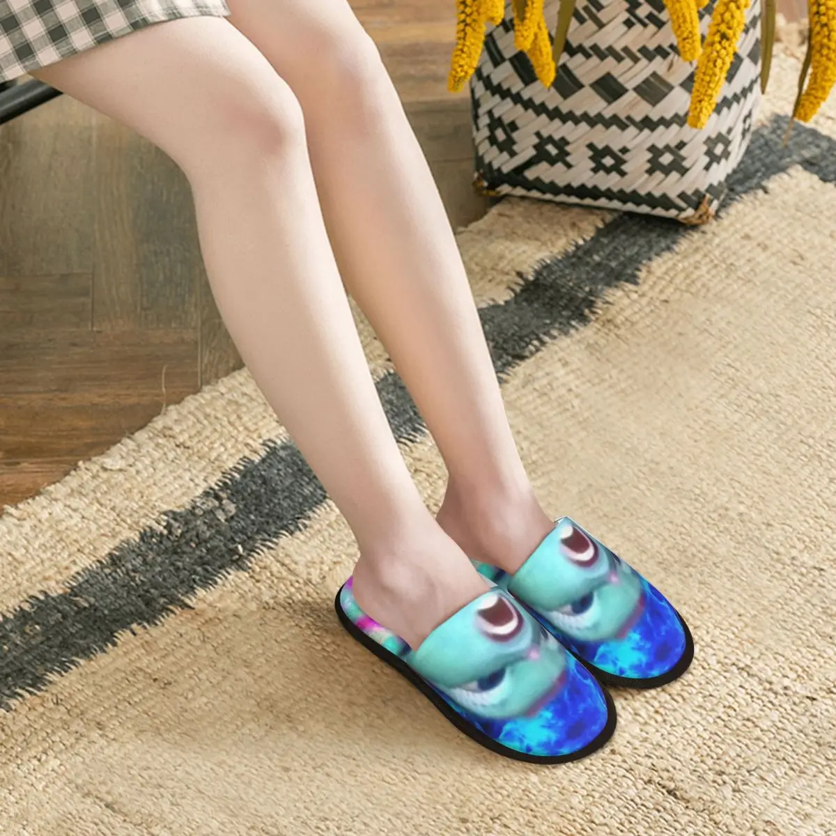 Impressão personalizada Cozy House Slippers para mulheres, espuma de memória fofa dos desenhos animados, chinelo fofo, sapatos interiores e exteriores