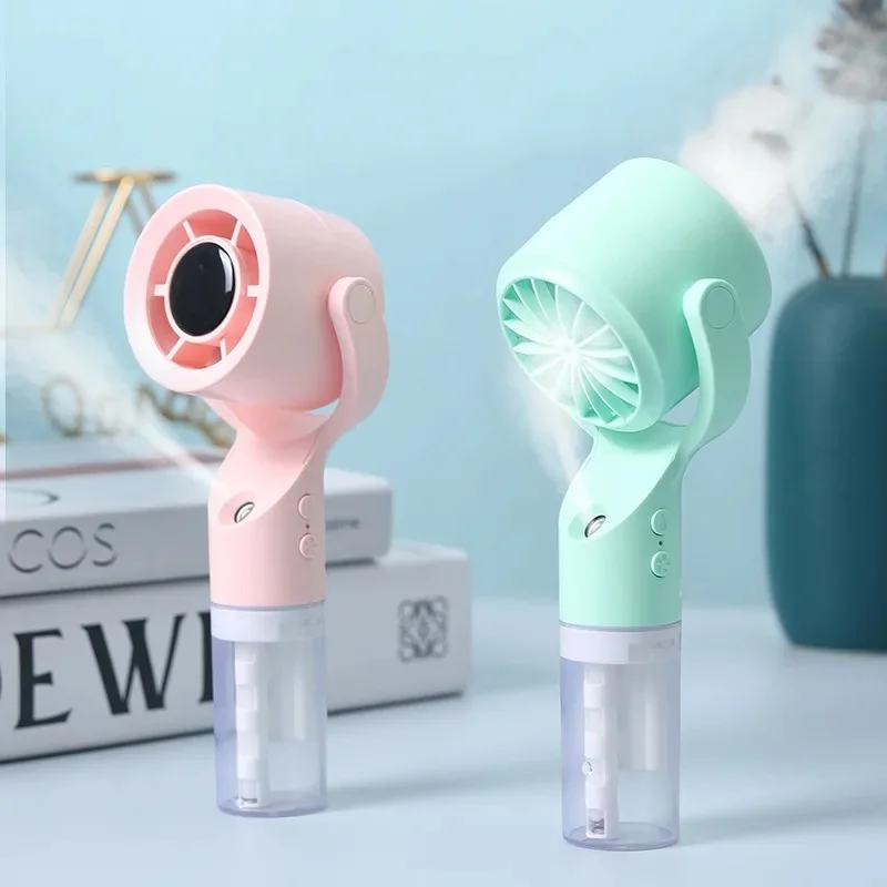 New Water Spray Mist Fan Outdoor Portable Handheld Spray Fan Student Dormitory Mini Fan Summer Supplies Cooling Tools ﻿