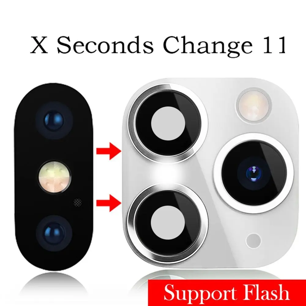 Upgrade Support flash Screen Protector Cover Case Seconds Change for iPhone XR X to iPhone 11 Pro Max Fake Camera Lens Sticker