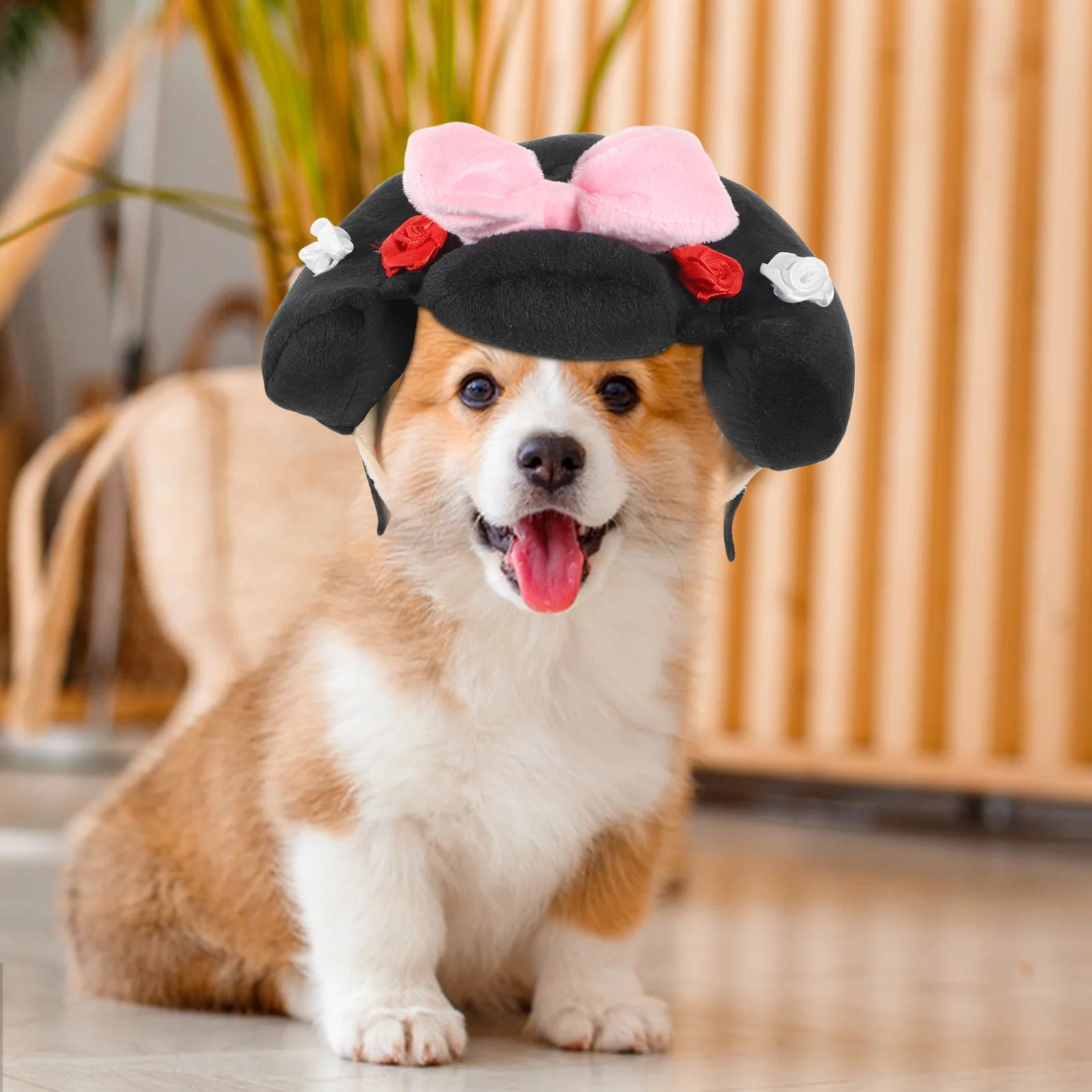 

1Pcs Pet Headpiece Geisha Inspired Dog Hairwear Soft Skin Friendly Fashionable Headdress for Holiday Birthday Parade Photo Shoot