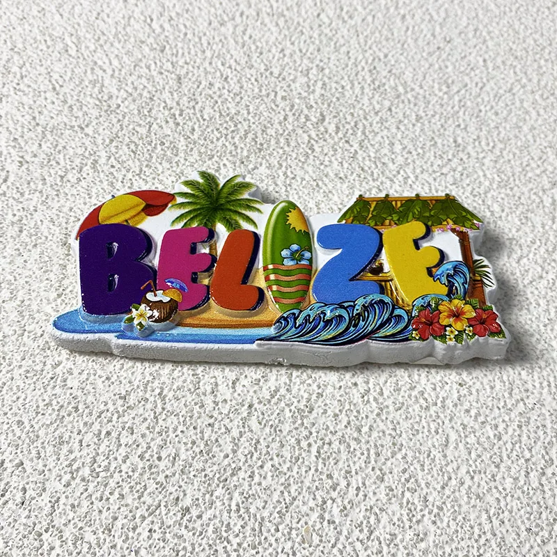 Belize City Travel Souvenir Crafts Vacation Creative Alphabet Stereo Decoration 3d Painted Refrigerator magnets Gift