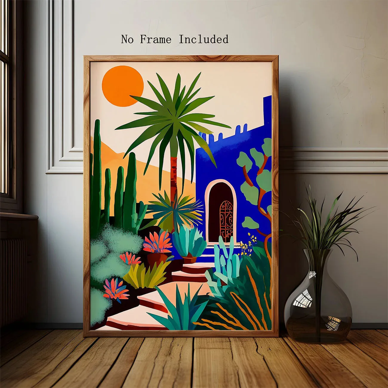 2D Flat, 2D Flat, 1pc Unframed Canvas Featuring a Decorative Mural, an Illustration of The Majorelle Gardens, Artwork from Ma