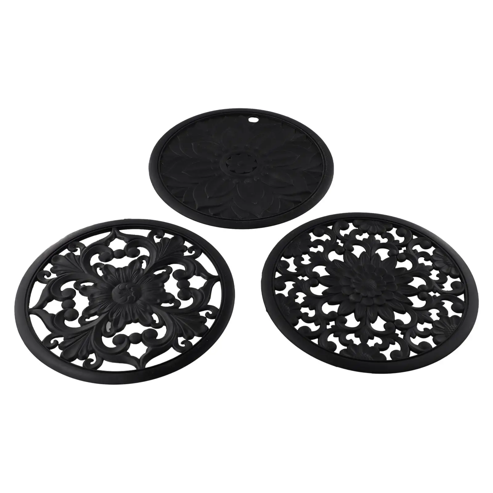 

3Pcs 20cm Non-Slip Silicone Pot Pads Hot Pads Coaster Kitchen Table Mat Placemat