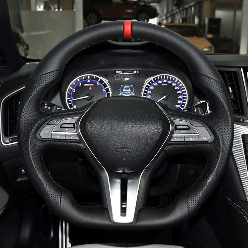 Wear Resistant Full Leather Steering Wheel Easy Installation OE Style for Infiniti Q60 CV37 2016-2023 Interior Replacement Parts