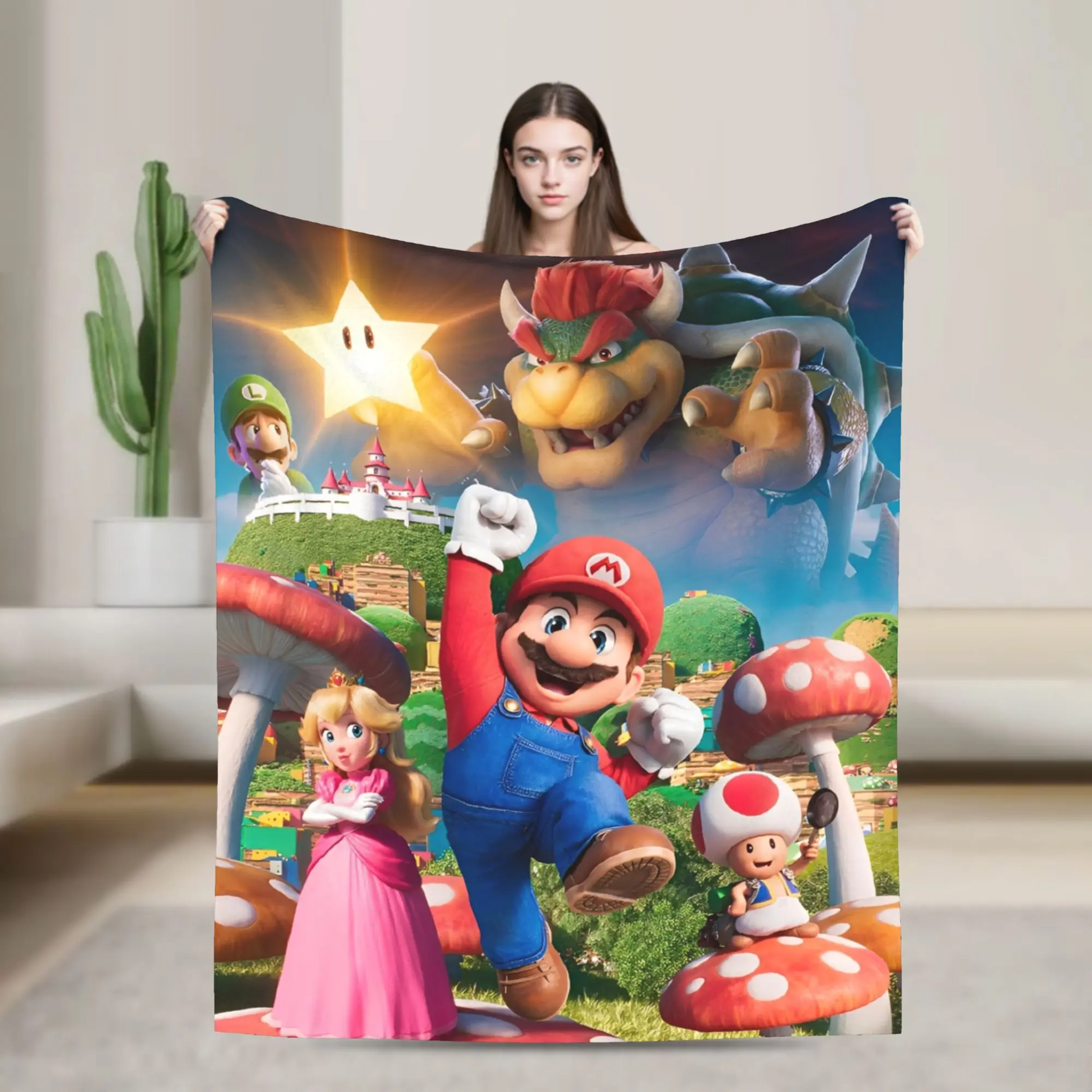

M-Marios Bros Cartoon Throw Blanket for Couch Soft Fuzzy Plush Blanket 50x60 Inches Multi-size Bedspread for All Seasons