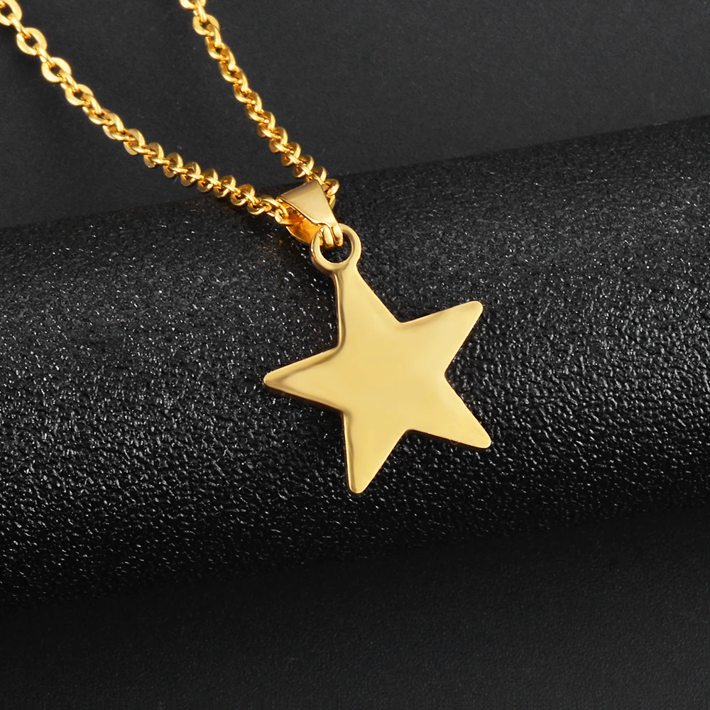 Stainless Steel Classic Star Necklace for Women Men Unisex Charm Waterproof Golden Fashion Jewelry Holiday Gift Dropshipping