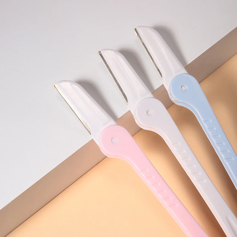 3 個/セット折りたたみ式眉毛トリマーメイクアップツール、マクロ安全グリッド付き初心者向けかみそりリムーバーブレード