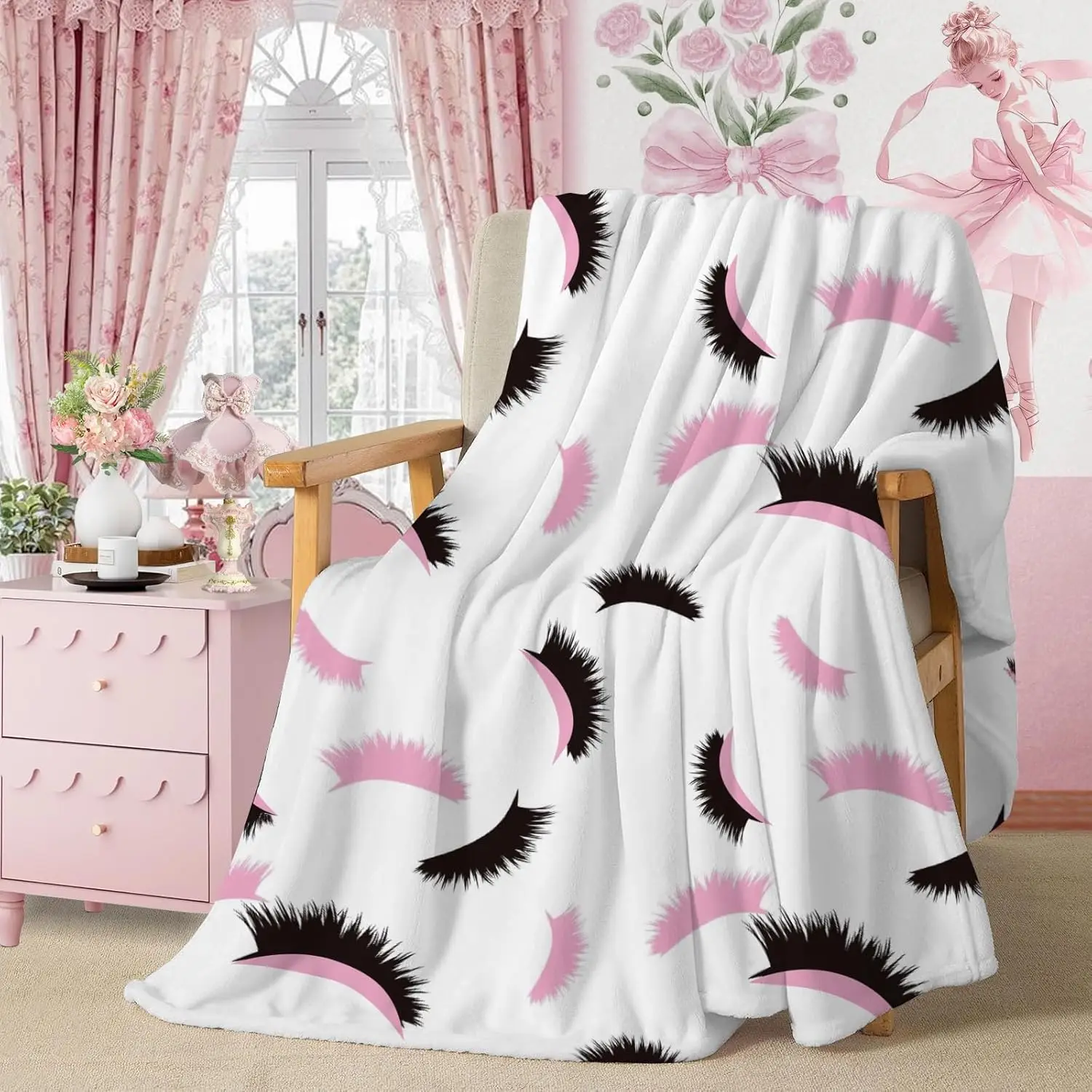 

Lash Blanket For Lash Bed, Mom Blanket Super Soft Preppy Girly Throw Blanket For Couch Sofa Bed Lash Room Decor, Pink Birthday