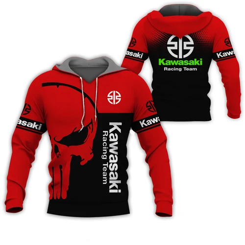 Imagen 2 del producto Primavera y otoño nueva impresión 3D Kawasaki Ninja motociclismo todoterreno pulóver deportes extremos aventura Sudadera con capucha Unisex