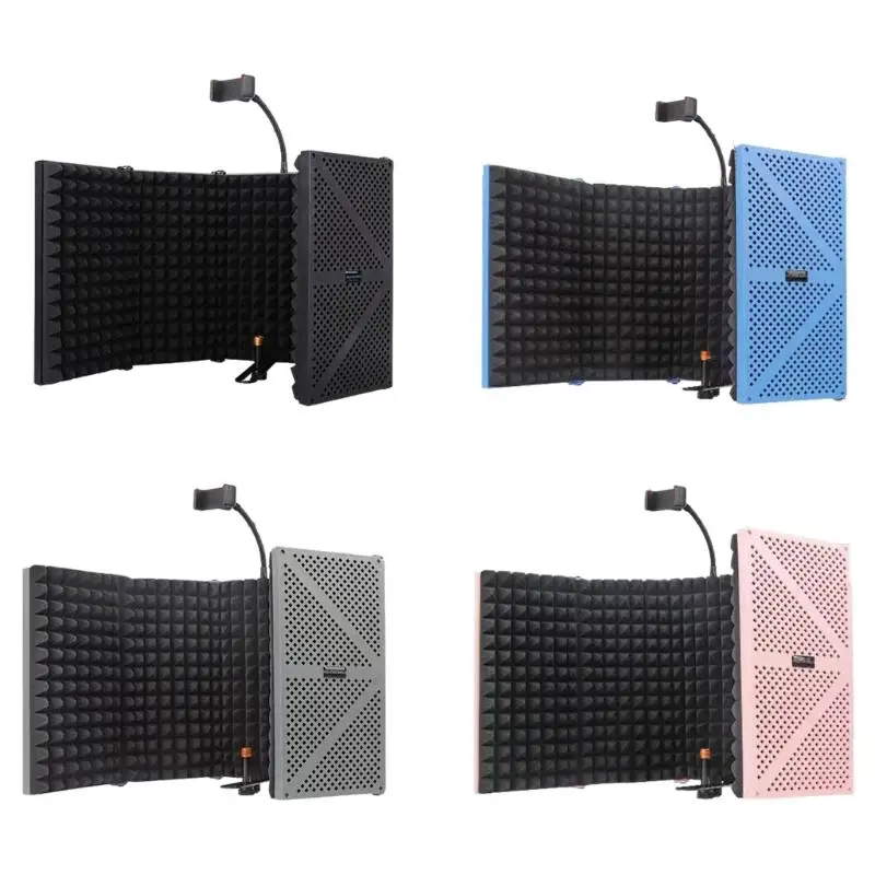 Microphone Isolation Shield Foldable Sound Reflector for Studio and Home Recording Noise Absorbing