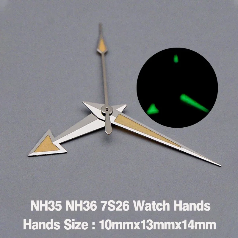 

NH35 NH36 Hands Green Luminous Watch Pointer Fit For SKX007 SKX009 Case 7S26 NH36 NH35 Movement Hands Spare Parts For Watches