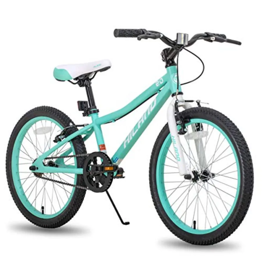 Bicicleta de Montaña de 20 Pulgadas para Niños y Niñas de 5+ Años, de Una Velocidad, con Frenos de Mano Dobles y Soporte, Cuadro Ligero de Aluminio
