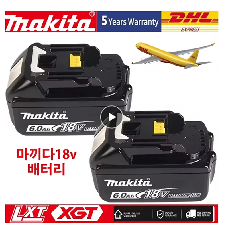 Japón Makita 18V 6.0Ah batería de herramienta eléctrica DDF487 DGA404 DTW700 DHP487 reemplazo de batería LED de carga