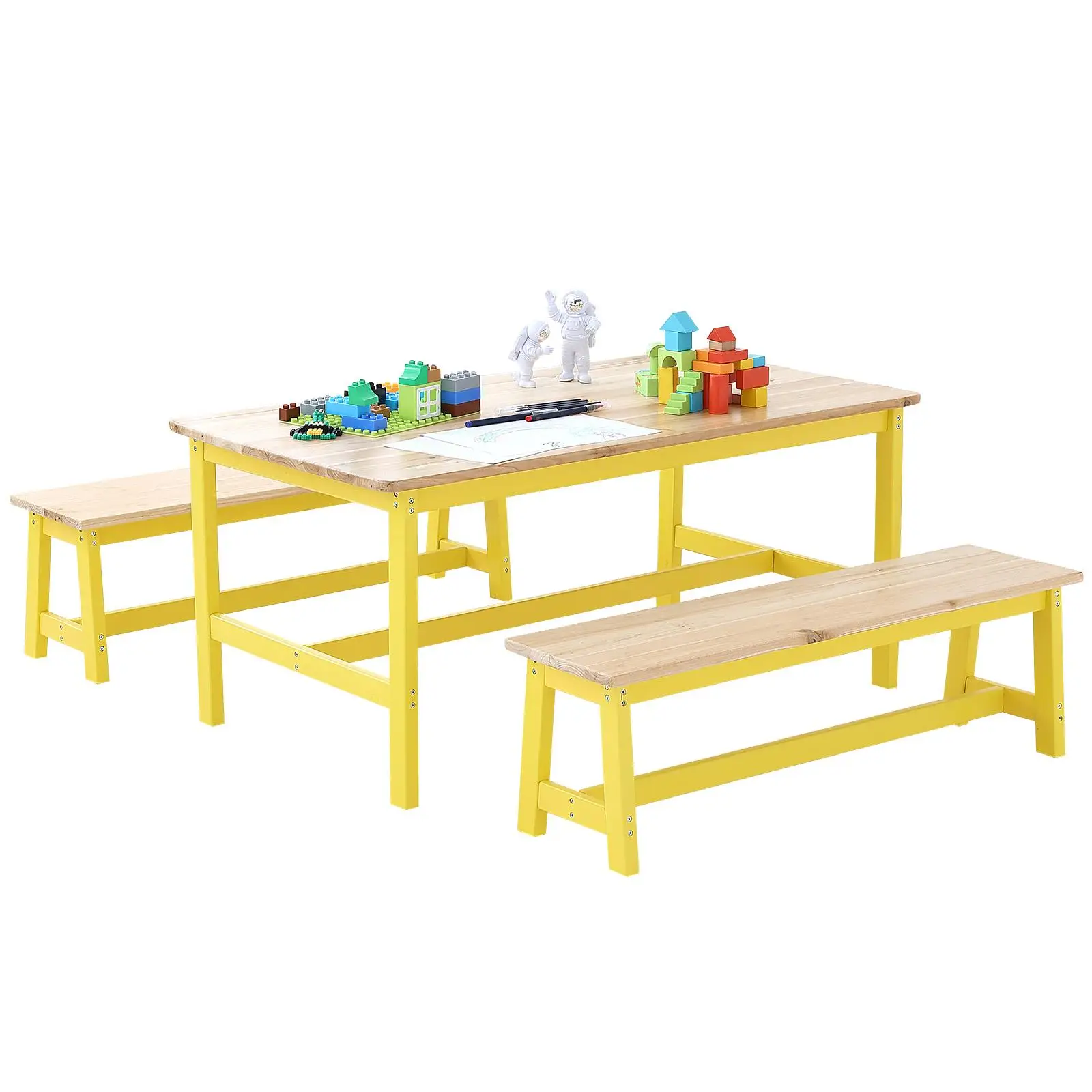 Kids Wooden Table and Chair Set 3 Piece Toddler Activity Table for art Crafts Reading Learning and Playroom