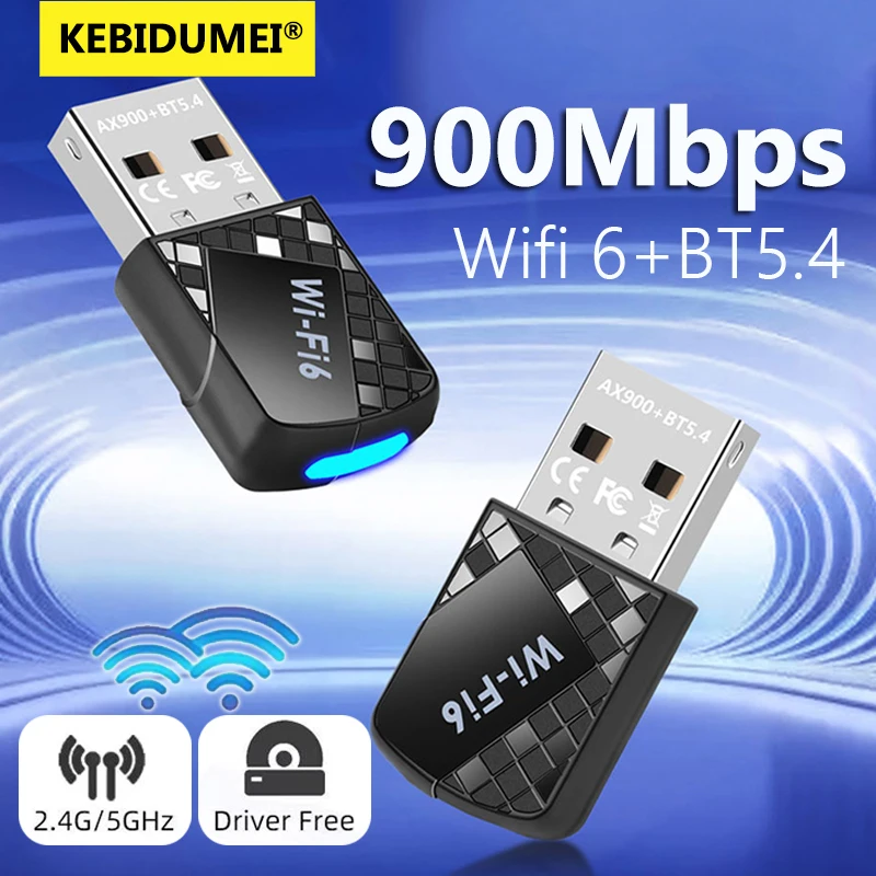 AX900 WIFI6 Bluetooth 5,4 USB-адаптер, сетевая карта 2,4G и 5 ГГц, беспроводной приемник для ПК/ноутбука, Win10/11, бесплатный драйвер