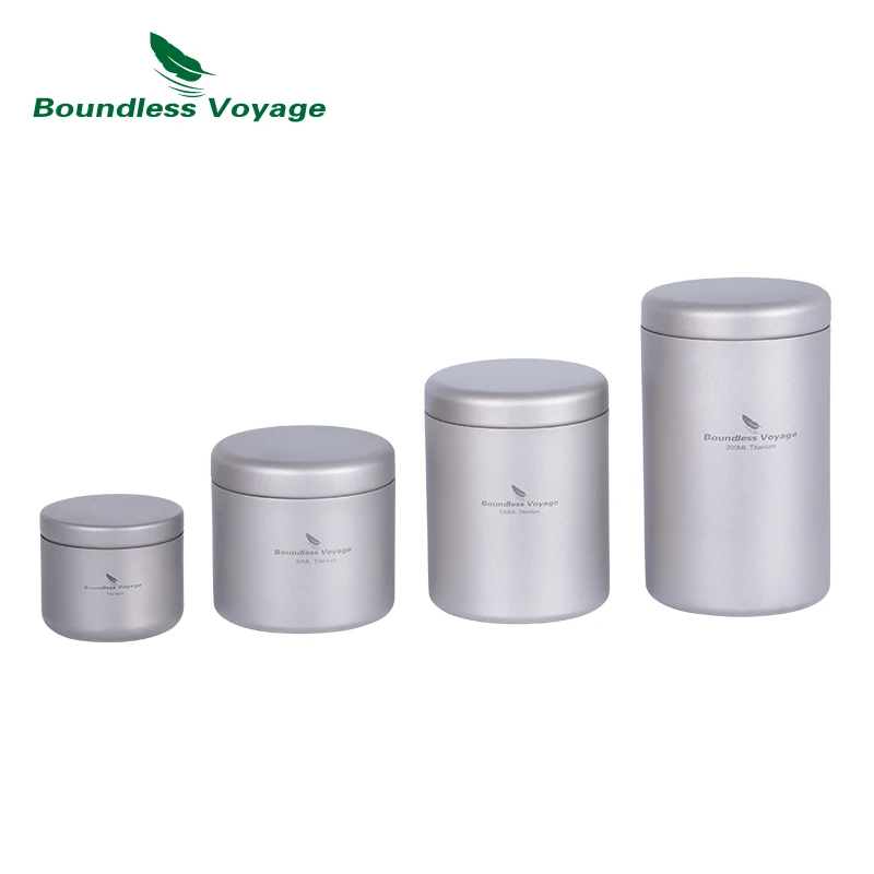 Boundless Voyage Titanium Tea Jar Mini Size Tea Canister Ultralight Portable Tin Jar for Loose Tea, Coffee, Spices, Beans, Sugar