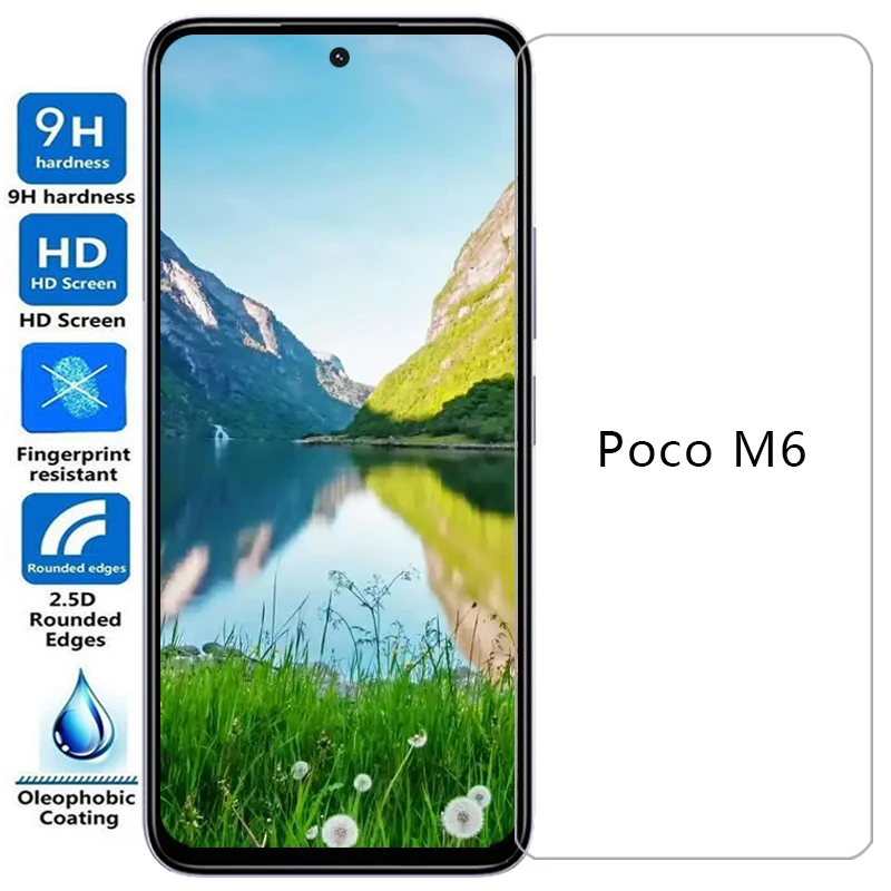 واقي شاشة لهاتف شاومي بوكو m6 زجاج مقسى واقي على pocom6 m 6 6m 4g 5g فيلم xiomi xaomi poc pco m64g m65g 4 5 g