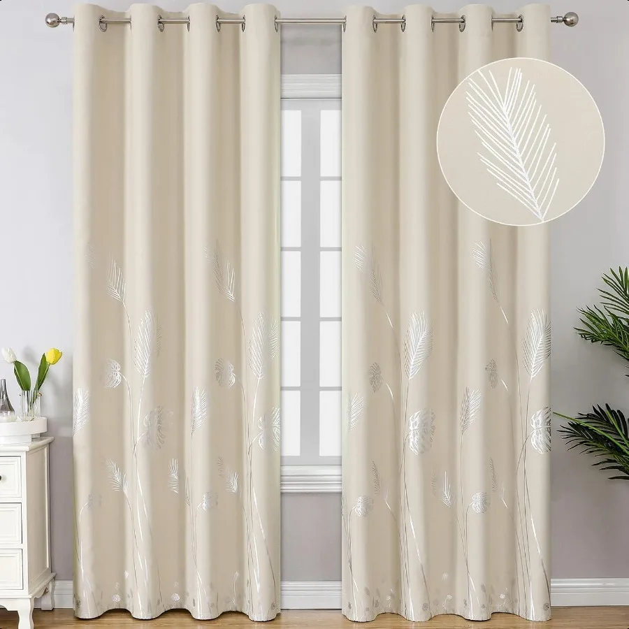 

Room Darkening Curtains White Window Curtains 84 Inches Length 2 Panels Thermal Insulated Grommet Blackout Drapes with Sier Pal
