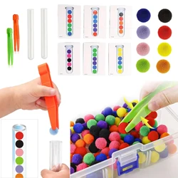 Kindergarten Color Cognitive Teaching Aid Hair Ball Test Tube Sorting Fine Motor Training 2-4 Year Old Baby Educational Toys