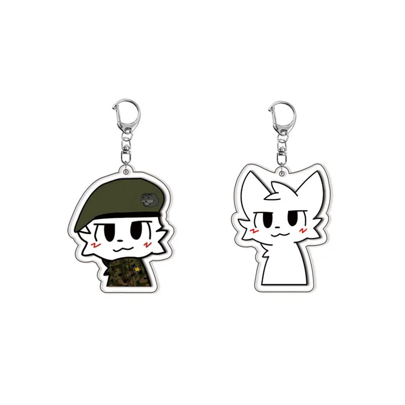 Anime Niedliche Schwarz-Weiße Katze Jungen Kisser Acryl-Schlüsselanhänger für Accessoires Tasche Schlüsselkette Schmuck Spiel Cartoon Meme Fans Geschenke
